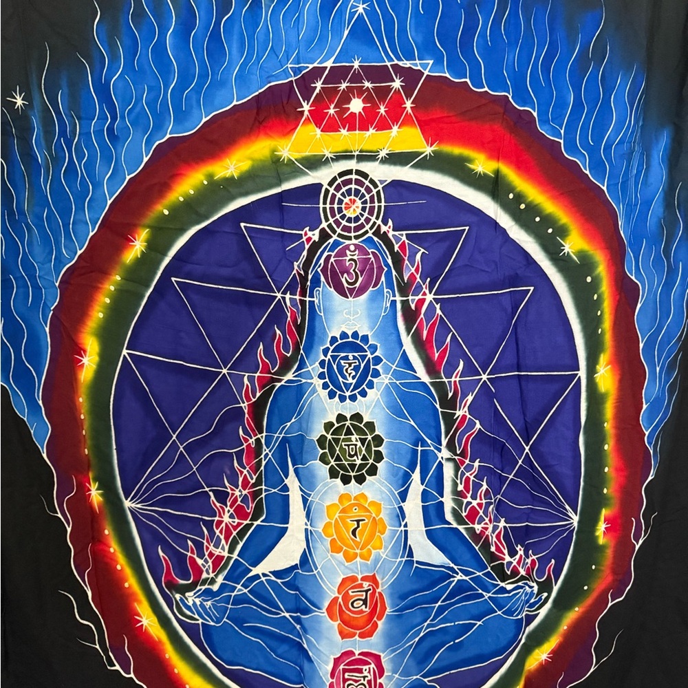 BNWT Chakra Meditation Tapestry - Blue and Multicolor